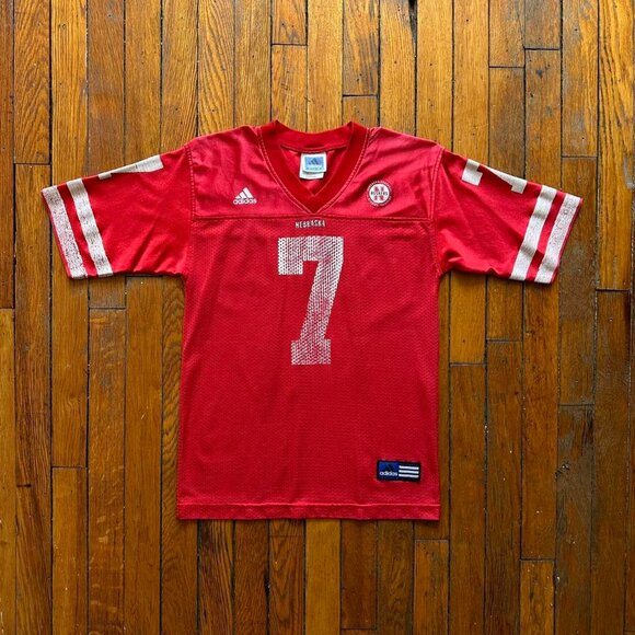 Vintage 90s Adidas University of Nebraska Football Jersey Women S Red White - Picture 1 of 7